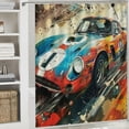 thumbnail image 6 of Awypu Waterproof Shower Curtain for Bathroom Decor Colorful Racing Car Watercolor White, 6 of 7
