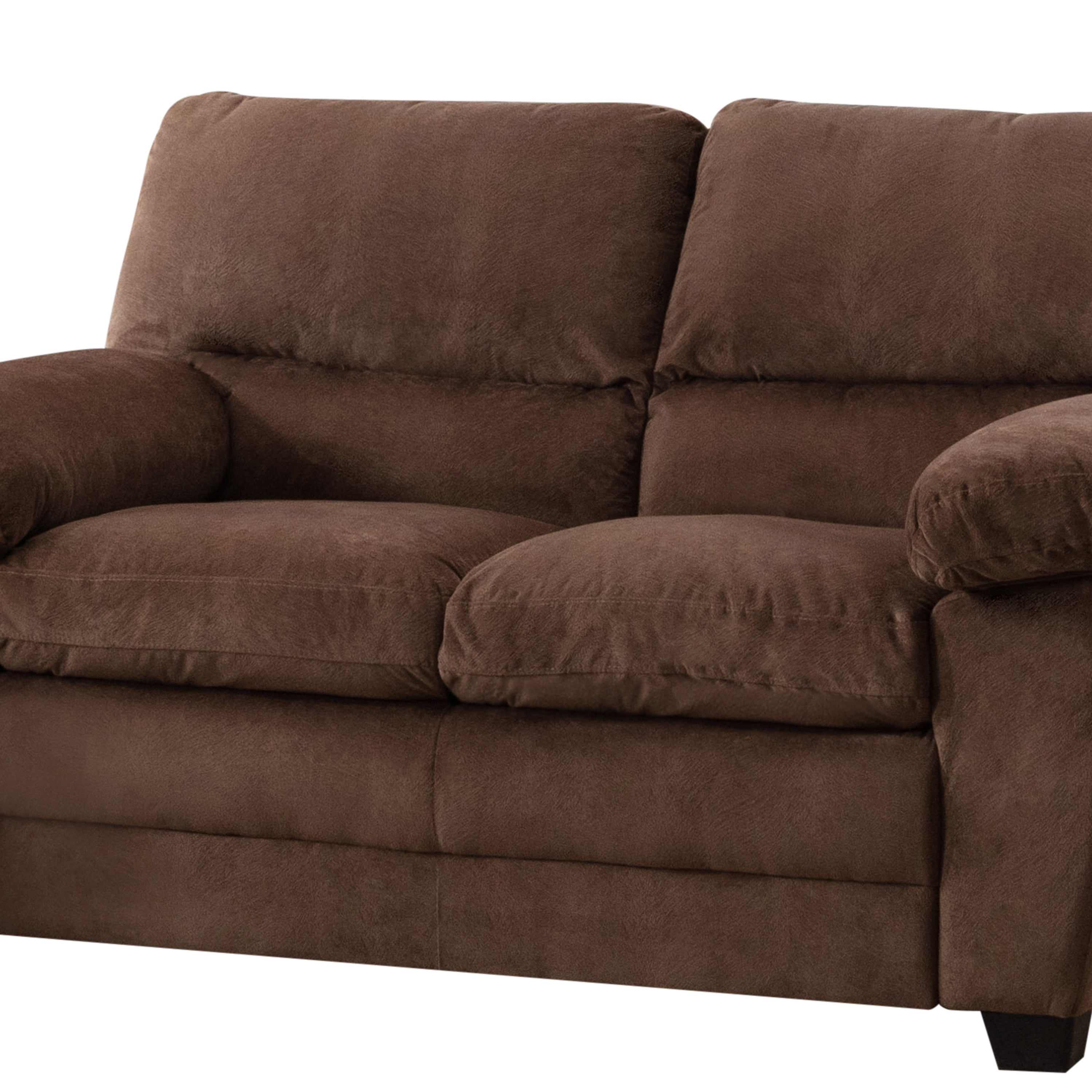Contemporary Plush Velvet-Like Upholstered Living Room Loveseat, Brown