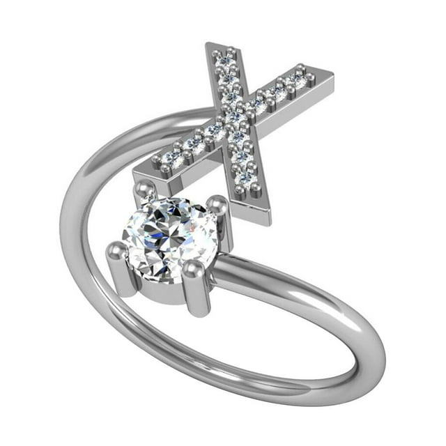 Sonducket Anillo abierto con letras mayúsculas, anillos chapados en diamantes de imitación portátiles, joyería de maquillaje decorativa para Type3 NO3