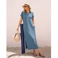 thumbnail image 5 of Merokeety Womens Summer Maxi Dress V Neck Collared Vacation T Shirt Long Dresses GrayBlue m, 5 of 8