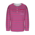 thumbnail image 5 of Xdegoge Long Sleeve Shirts for Women Oversized Striped Tunic Tops Fall Fashion Dressy Casual Blouses Stretchy Trendy Loose Fit Y2K Tshirts with Pocket Streetwear, 5 of 7