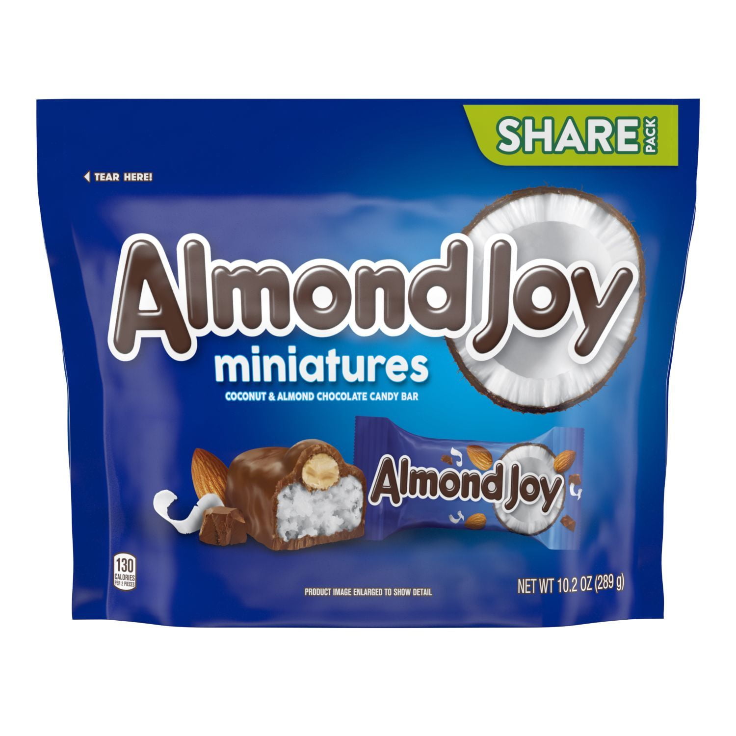 ALMOND JOY, Miniatures Coconut and Almond Chocolate Candy Bars, Gluten Free, Individually Wrapped, 10.2 oz, Share Pack