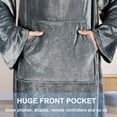 thumbnail image 2 of Tirrinia Hood Wearable Fleece Blanket with Sleeves for Adult Women Men, Super Soft Comfy Plush Functional TV Blanket Throw Cuddly Wrap Cover for Bed Sofa and Lounge Chair Couch, Gray, 2 of 7