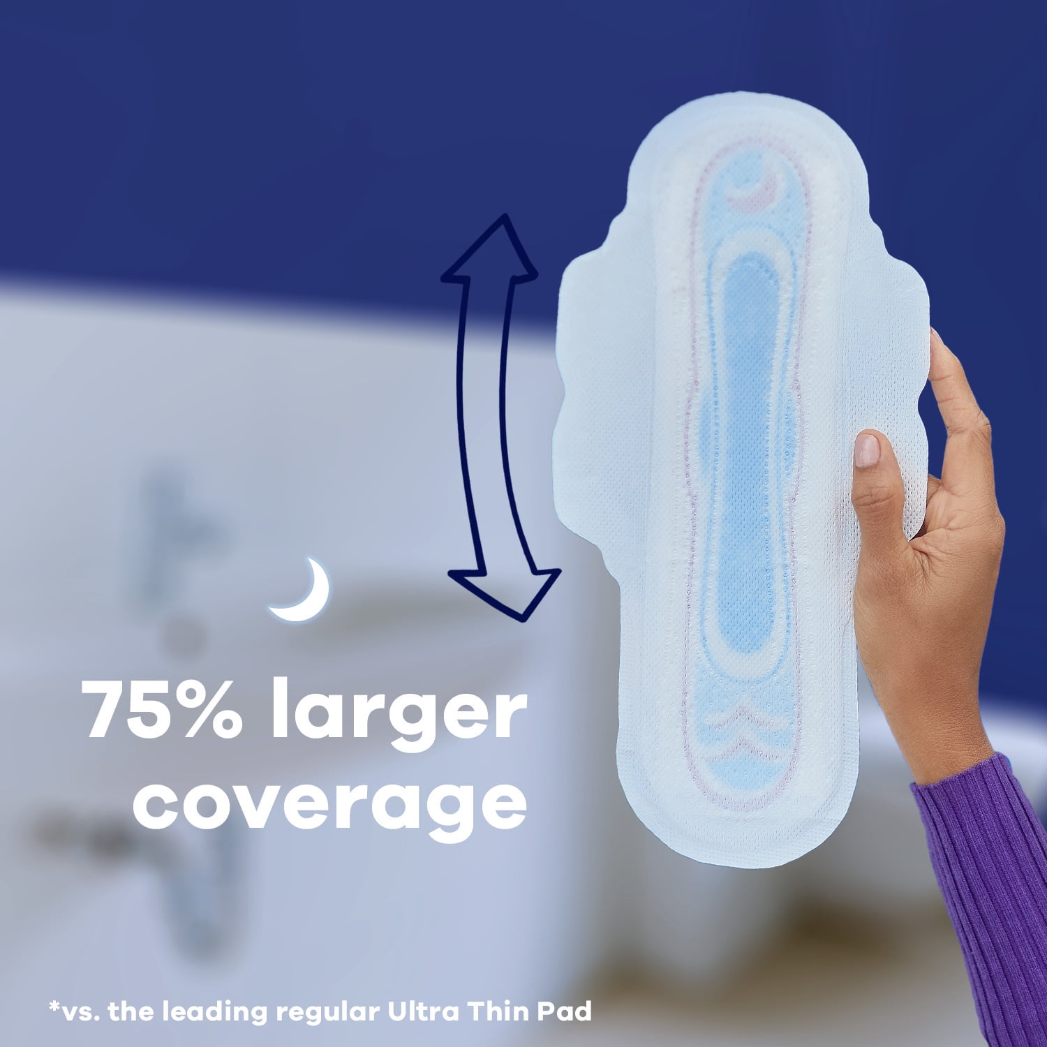 Always Ultra Thin Extra Heavy Overnight Pads with Wings, Size 5, Extra Heavy Overnight, Unscented, 72 Ct