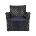 thumbnail image 4 of 4-Piece Outdoor Patio Conversation Sofa Set with Cushions, Black/Navy Blue, 4 of 13