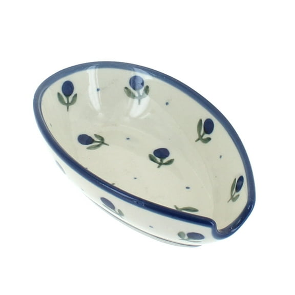 Blue Rose Polish Pottery Blueberry Small Spoon Rest