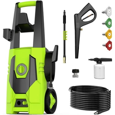 QIOMALA Electric Pressure Washer, 4800 PSI Max 3.2 GPM High Pressure with 35 FT Power Cord, 20 FT Hose, Foam Cannon, 4 Connect Nozzles for Car/Garage/Patio/Home Cleaning, Green