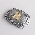 thumbnail image 3 of Antique Brushed Silver Initial Letter R Cowboy Cowgirl Western Belt Buckle, 3 of 6
