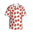 thumbnail image 3 of Xecao Strawberries print Hawaiian shirt - a stylish short-sleeve button-down for men, perfect for casual beach and tropical outings., 3 of 9