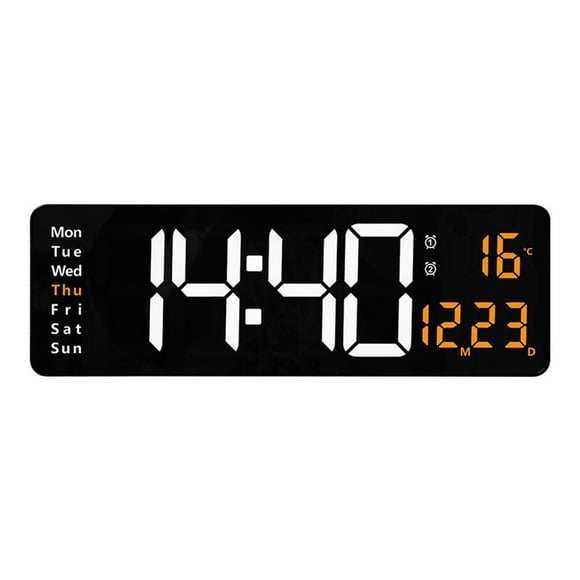 Led Digital Wall Clock Remote Control Temp Date Display Memory Wall-Mounted Electronic Alarms Clocks
