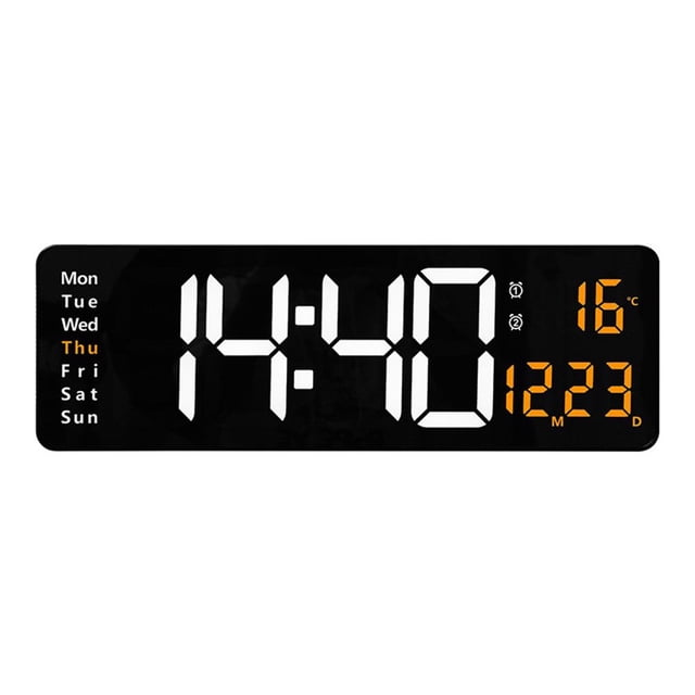 Led Digital Wall Clock Remote Control Temp Date Display Memory Wall-Mounted Electronic Alarms Clocks