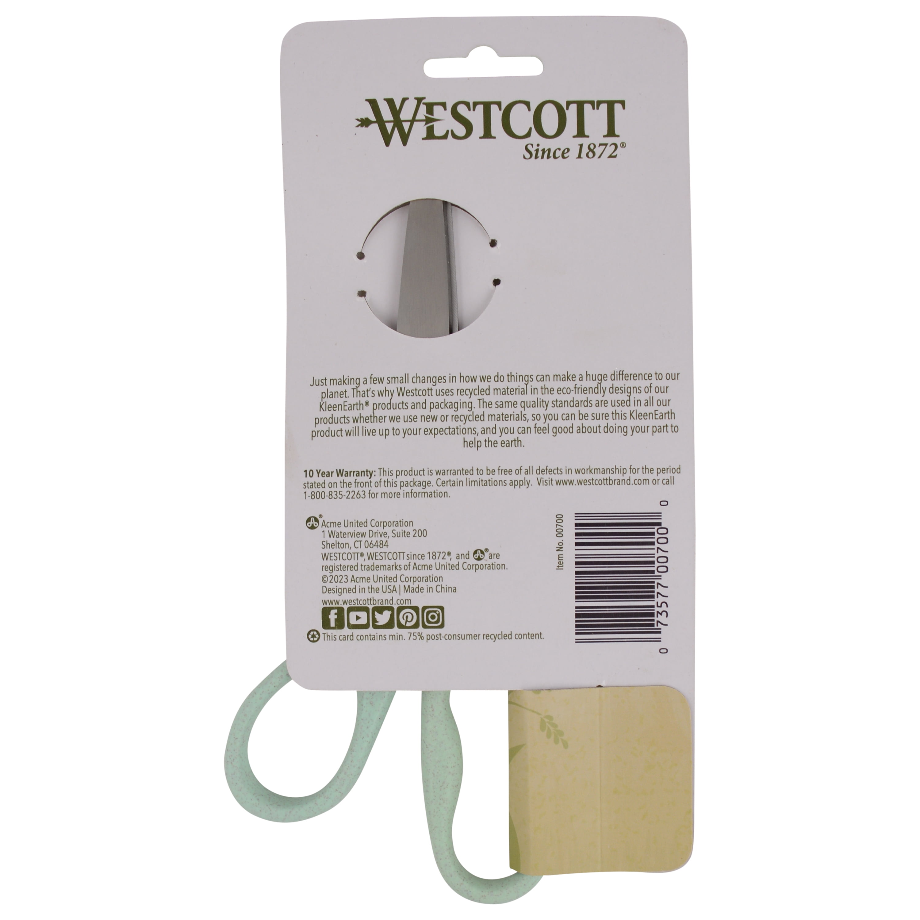 (3 pack) Westcott 8" KleenEarth Eco-Friendly Crafting Scissors, Blue