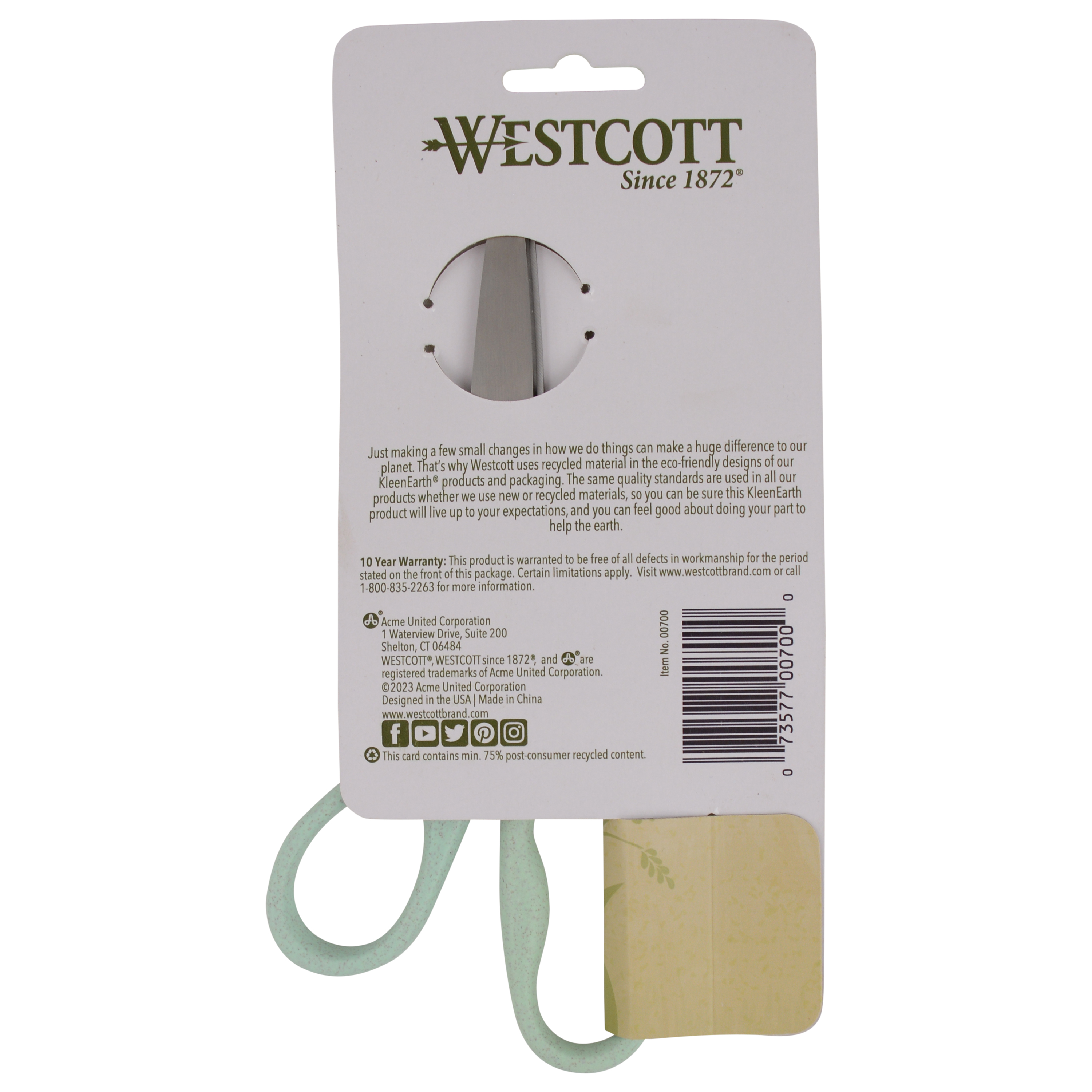 Tijeras Westcott 8" KleenEarth ecológicas para manualidades, azules 7