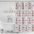 thumbnail image 2 of Shower Curtain Bathroom Set Easter Rabbit Pink Bow Waterproof Fabric Shower Curtains with Grommets&Hooks, Seamless Bunny Gray Buffalo Plaid Privacy Bath Curtain for Bathtub 72x72in, 2 of 9