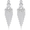 thumbnail image 1 of LAICAIW Silver Rhinestone Crystal Bridal Chandelier Long Tassels Dangle Earrings for Wedding, 1 of 5