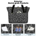 thumbnail image 2 of Women's Large Tote Bag with Zipper - 20L Grey Leopard Travel Beach Weekender Duffle Bag Foldable Teacher Nurse Handbag for Work, Gym Shoulder Bag - Fits 15.6" Laptop, Folds Into Pouch, 2 of 5
