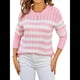 thumbnail image 1 of Suéteres de Rayas para Mujer, Informales, de Cuello Redondo y Larga, de Punto , Holgados y de Gran Tamaño. Rosa XL, 1 of 10