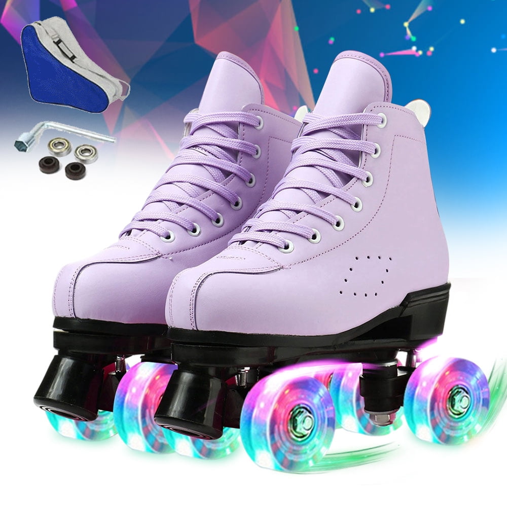 Classic Roller Skates for Women Cozy PU Leather Hightop Roller Skates for Beginner Indoor