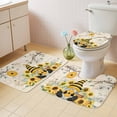 thumbnail image 4 of Bees Dwarfs Bathroom Rugs Set Yellow Sunflowers Branch Spring Flower Plant Vintage Non Slip Absorbent Soft Bath Mats 3 Piece Set with Bathroom Rug, U-Shaped Floor Mat, Toilet Seat Cover Small Size, 4 of 9