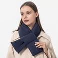 thumbnail image 3 of sunsanly Down Cotton Scarf Lightweight Warm Winter Cross Design Solid Color Scarf Rain Snowproof Thickened Women Scarf, 3 of 8