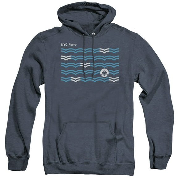 New York City Waves Adult Heather Hoodie Sweatshirt Navy