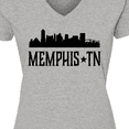 thumbnail image 4 of Inktastic Memphis Tennessee City Skyline Women's V-Neck T-Shirt, 4 of 5
