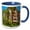 Blue/White, variant on 3drose, View of the Tahiti Village Hotel in Las Vegas, Nevada with Its Palm Trees, Green Grass and Balconys, 11oz Mug