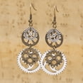 thumbnail image 5 of Ayyufe Steampunk Metal Double Gear Drop Pendant Women Hook Earrings Party, 5 of 5