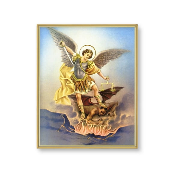 St. Michael Picture Framed Plaque Large, Gold Plaque Frame