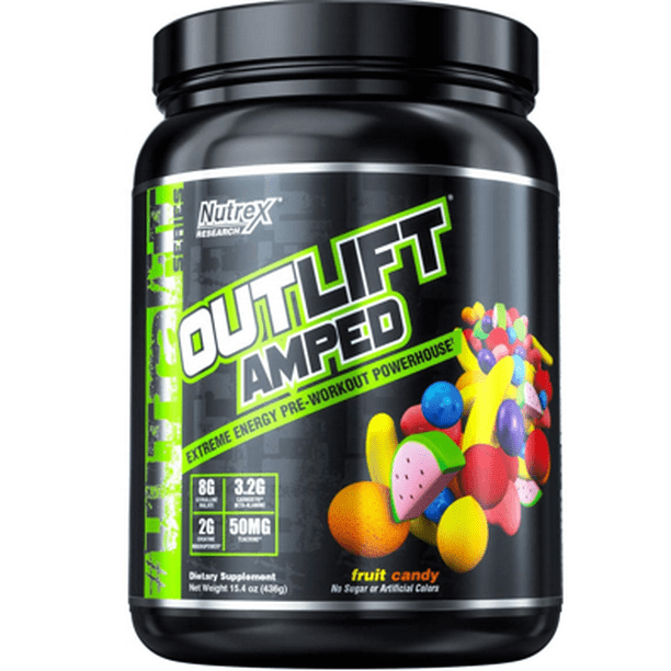 Nutrex Outlift Amped Extreme Energy Pre Workout Powder Fruit Candy 20 Servings Walmart Com