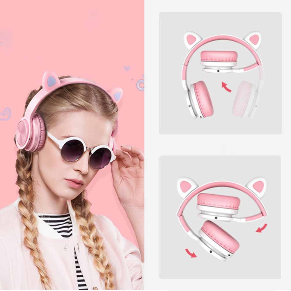 Bluetooth Headphones, CT-7 Cat Ear LED 
