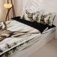 thumbnail image 3 of Castle Fairy Vintage Wood Plank Deer Zipper Full Size Comforter Sets with Fitted Sheet and 2 Pillowcases,Pine Tree Oil Paint Zipper Bedding Set,Taupe Brown Green,Black Reversible,4pcs, 3 of 6