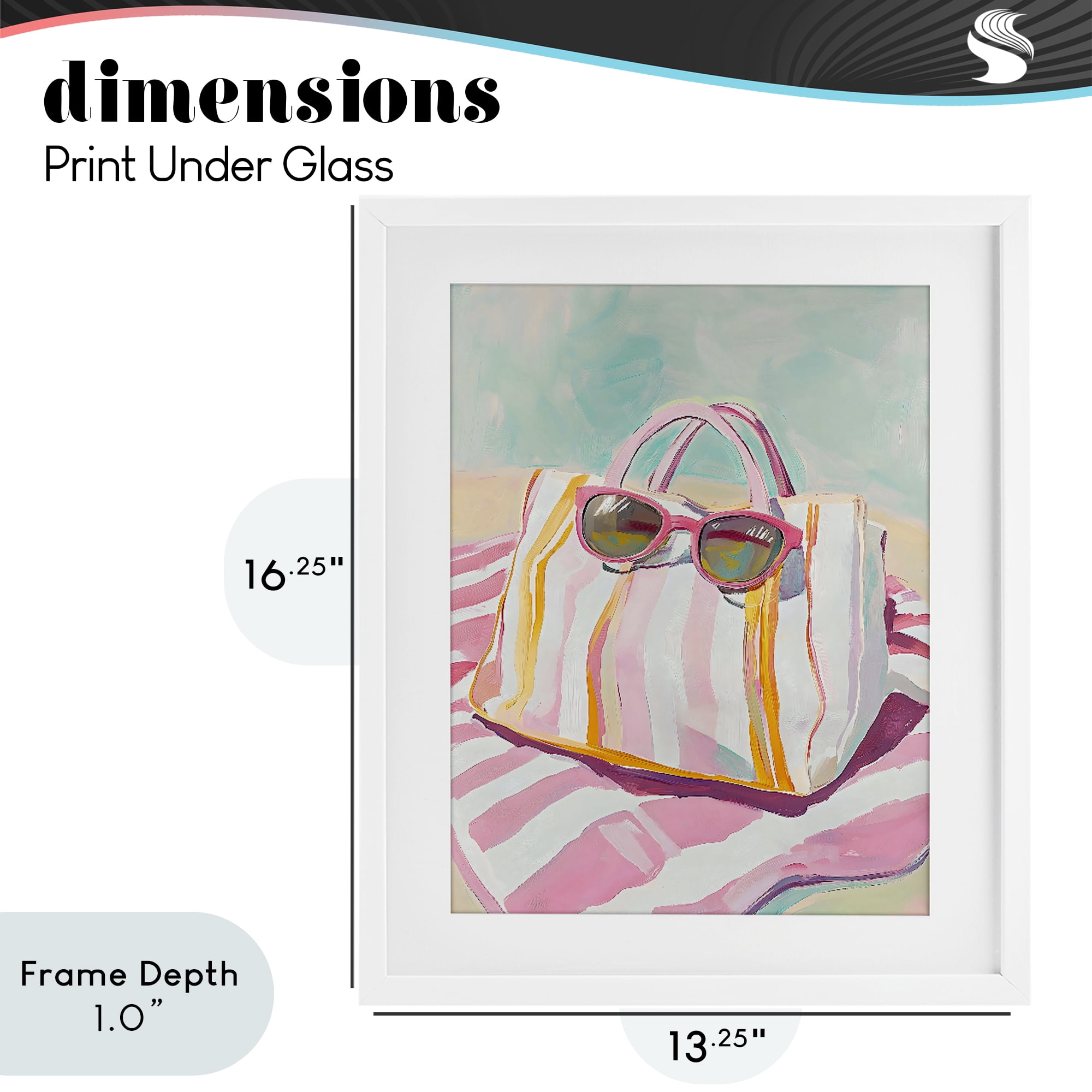 Stupell Industries Beach Bag & Sunglasses White Framed Print Under Glass, design by The Prints Vibe