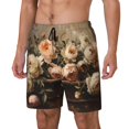 thumbnail image 1 of Balery Vintage Peonies Rustic Charm Bañador para hombre, shorts de playa de secado rápido con entrepierna y forro de compresión-Large, 1 of 6