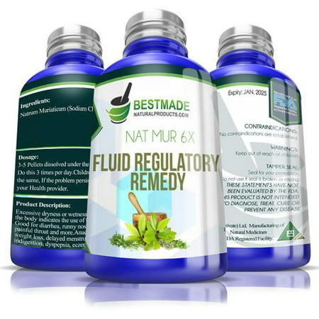 Nat Mur 6x Fluid Regulatory Remedy , Constipation, Eczema, Dry Mouth, Constant Thirst OR Excessive Mucous production, Edema & Fatigue, 300