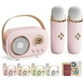 thumbnail image 1 of Vivamic Portable Kids Karaoke Fun Set, Viva Mic Portable Microphone, Mini Karaoke Machine with 2 Wireless Microphones Voice Changer for Home and Outdoor Entertainment (Dual,Pink), 1 of 9