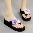 thumbnail image 5 of Women’s Floral Flip Flop With&nbsp;Pearl 2.1 Inch Summer&nbsp;Platform&nbsp;Sandals Girls&nbsp;Heels&nbsp;Thong&nbsp;Shoes Arch Support Comfortable Soft Cushion Floral&nbsp;Wedges Floral Purple 41, 5 of 5