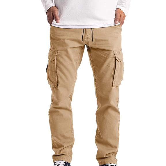 LIUJUNSHOP Drawstring Cargo Pants for Men Mens Spring Autumn Loose Fit Large Size Cargo Pants with Multiple Tooling Pockets for Casual Outdoor