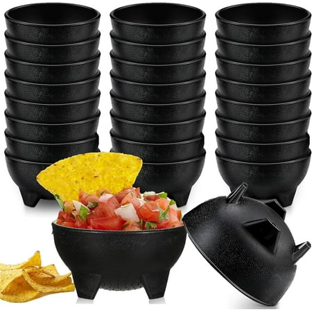 Salsa Bowls Black Serving Bowls Thick Mexican Party Plastic Dipping Bowl for Taco Candy Chip Bar Snack Guacamole Nuts Dish