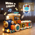 thumbnail image 2 of Huge Wave Montessori Train Toys for 1 2 3 Year Old Boy Girl, 12-in-1 Musical Train Toddlers Toys, with Lights, Keys and Shapes Matching, Educational Christmas Train Gift, 2 of 7