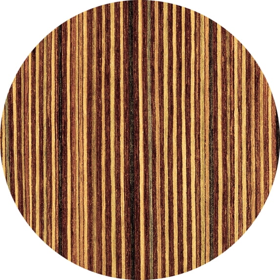 Ahgly Company Indoor Round Abstract Brown Modern Area Rugs, 7' Round