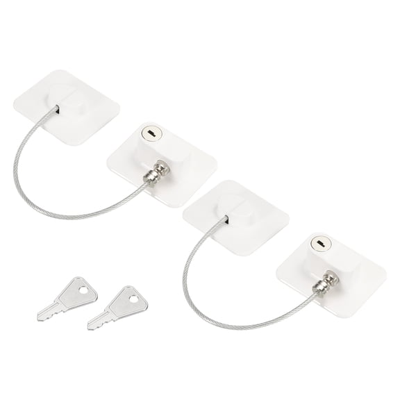 Uxcell Adhesive Refrigerator Lock Keyed Rectangular 170mm String Long, 257mm 60x50mm White 2 Pack