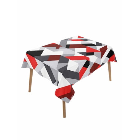 Abstract Table Cloth 60x84 Inch Rectangle Red Black Geometric Modern Design Waterproof Tablecloth Washable Table Cover for Party Picnic Dinner Decor