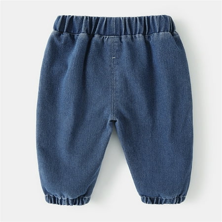

nsendm Children Kids Toddler Infant Baby Boys Girls Cute Cartoon Animals Print Jeans Pants Trousers Outfits Teenage Boys Pants Dark Blue 18-24 Months