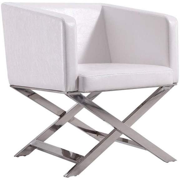 Manhattan Comfort HollyWood Faux Leather Accent Lounge Chair in White
