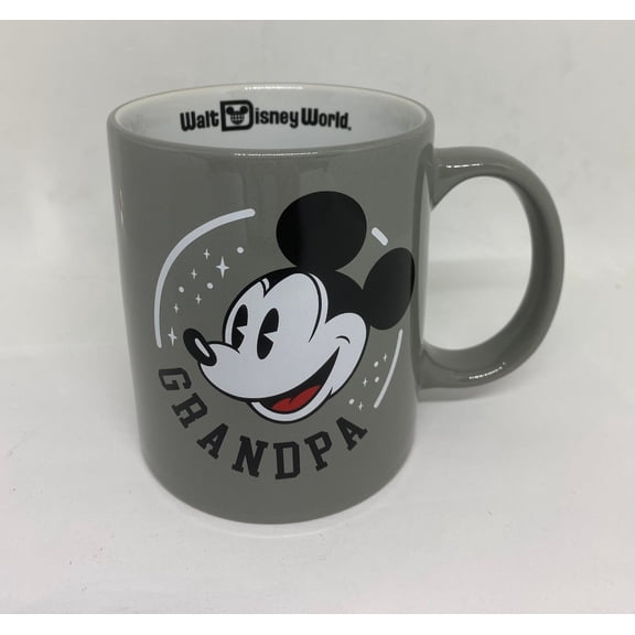 Disney Parks WDW Mickey Grandpa Grey Ceramic Coffee Mug New