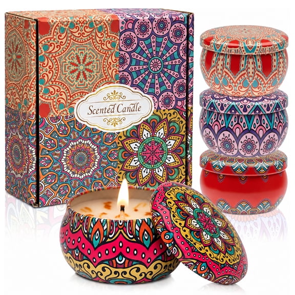 BYXAS Scented Candles Gift Set, 4 Pack Natural Soy Wax Aromatherapy Candles 13.4oz , Travel Gift Box for Stress Relief, Spa and Yoga, Christmas
