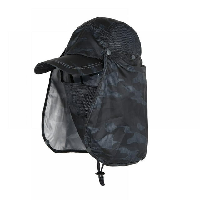 Final Clear Out! Sun Caps Fishing Cap Flap Hats Sunshade UV Protection Caps Removable Neck&Face Flap Cover Caps Black