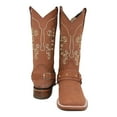 thumbnail image 2 of Women’s Floral Embroidered Harness Square Toe Brown Cowgirl Cowboy Boot, 2 of 5