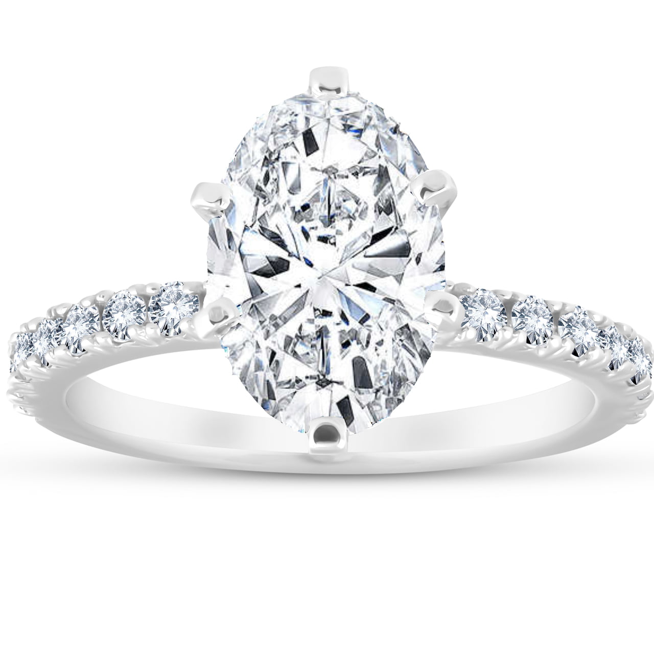 2.65ct White Oval Cut Diamond Solitaire Engagement Ring in 14K White Gold Finish 